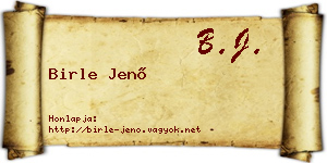 Birle Jenő névjegykártya